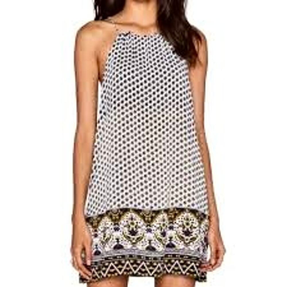 Faithfull The Brand Boho Print Halter Mini Dress Shoulder Tie Retro Hippie S